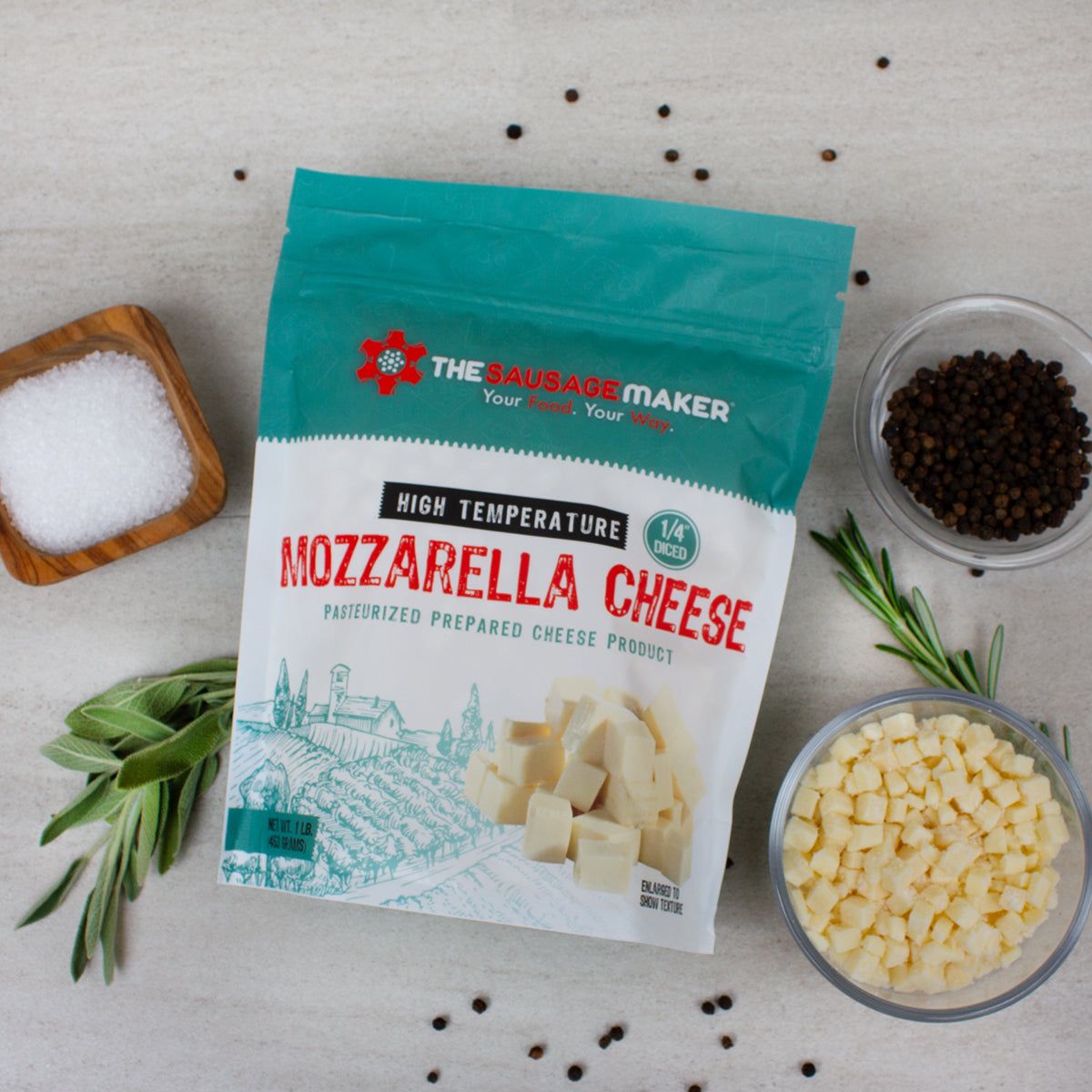 High Temp Mozzarella Cheese 1 lb - View 2