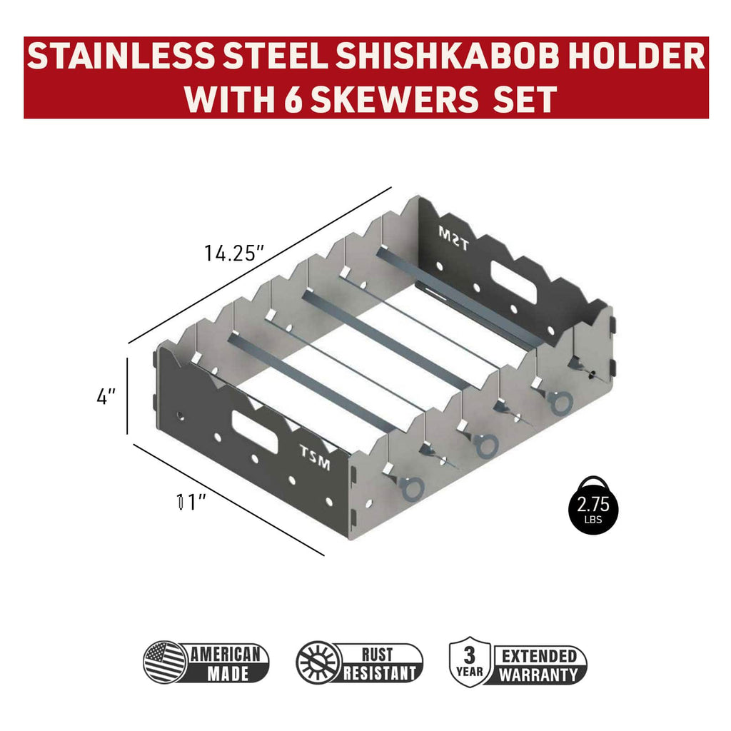 TSM S/Steel Shish Kebab Holder with 6 Piece Skewer Set - View 2